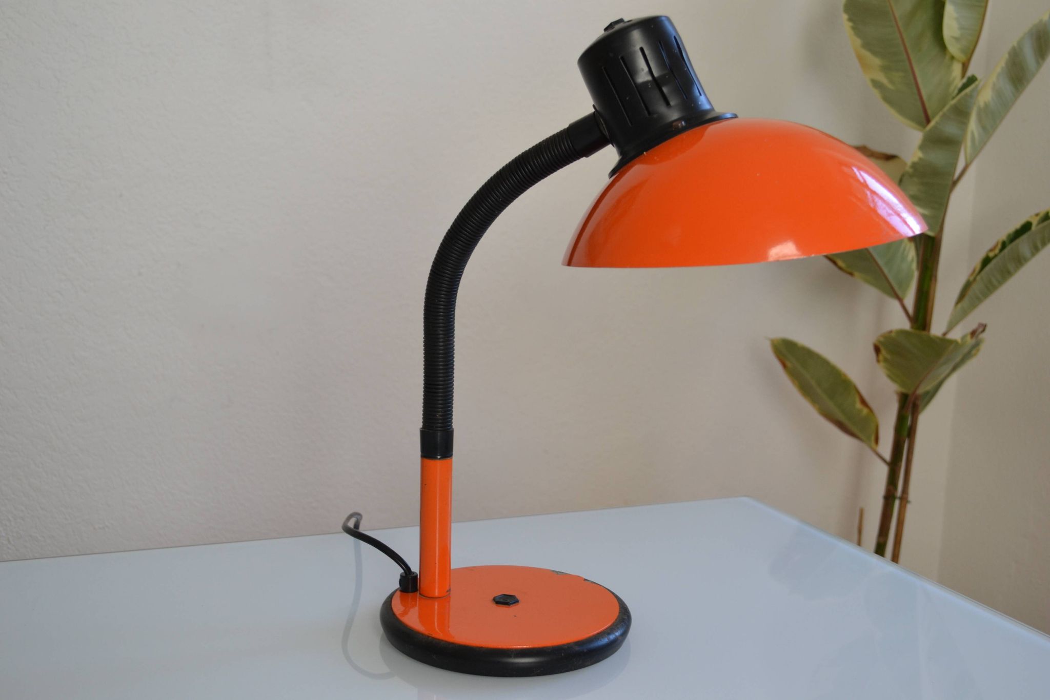 Vintage Aluminor France orange lamp from the 70s 1970