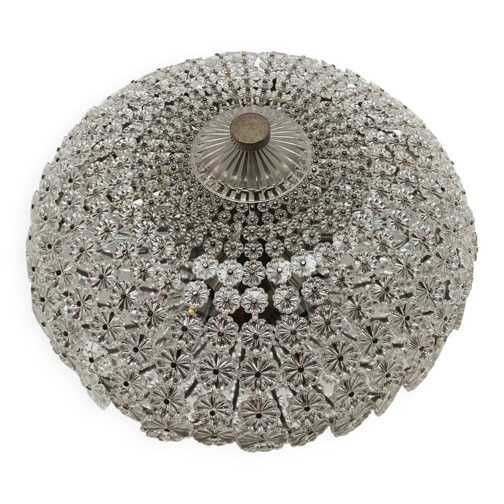 Floral Crystal Glass Flush light