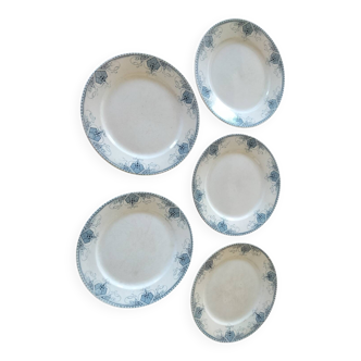 5 assiettes en terre de fer de Sarreguemines