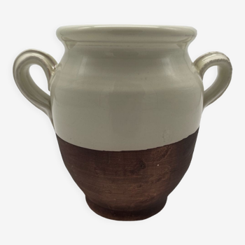 Grease pot, candied in glazed white terracotta