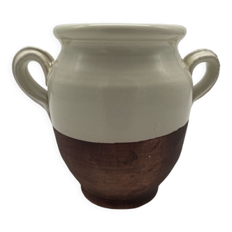 Grease pot, candied in glazed white terracotta