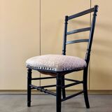 Napoleon III chair in blackened wood and gray cotton