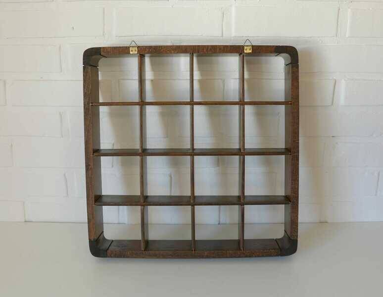 Vintage wooden wall knick knack shelf / shadow box / Gianfranco Frattini