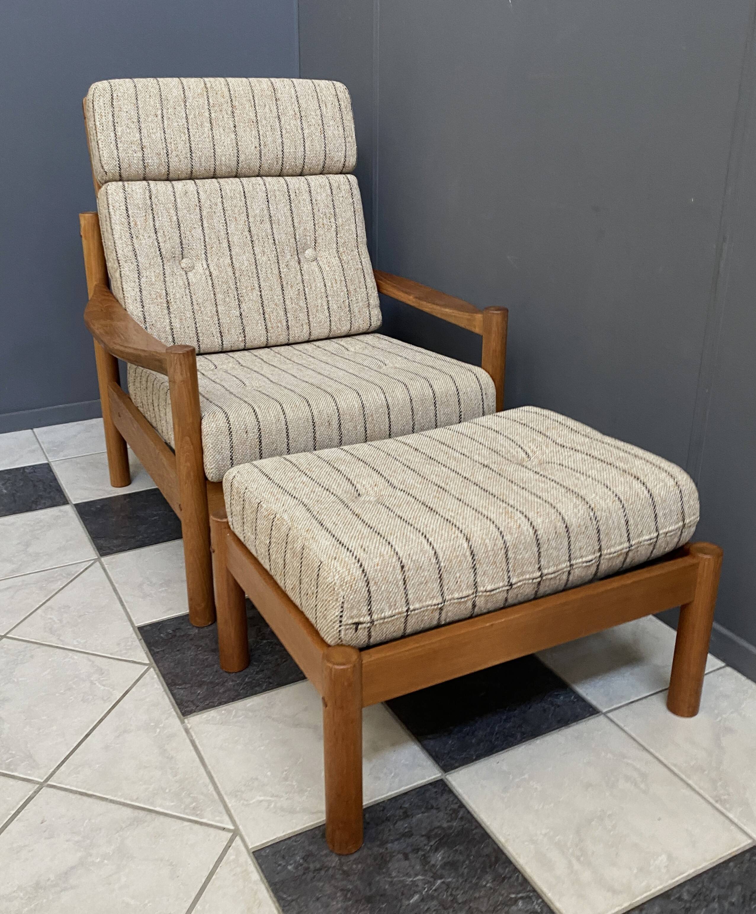 High back relax chair with hocker 1960s by Tarm Stole Denmark