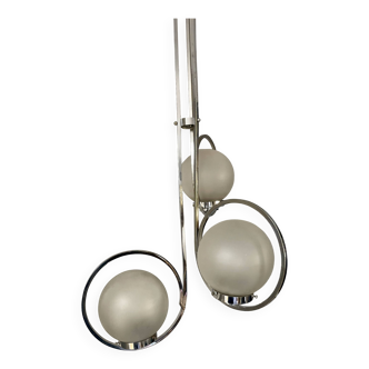 Art deco silver lamp with three sphere shades