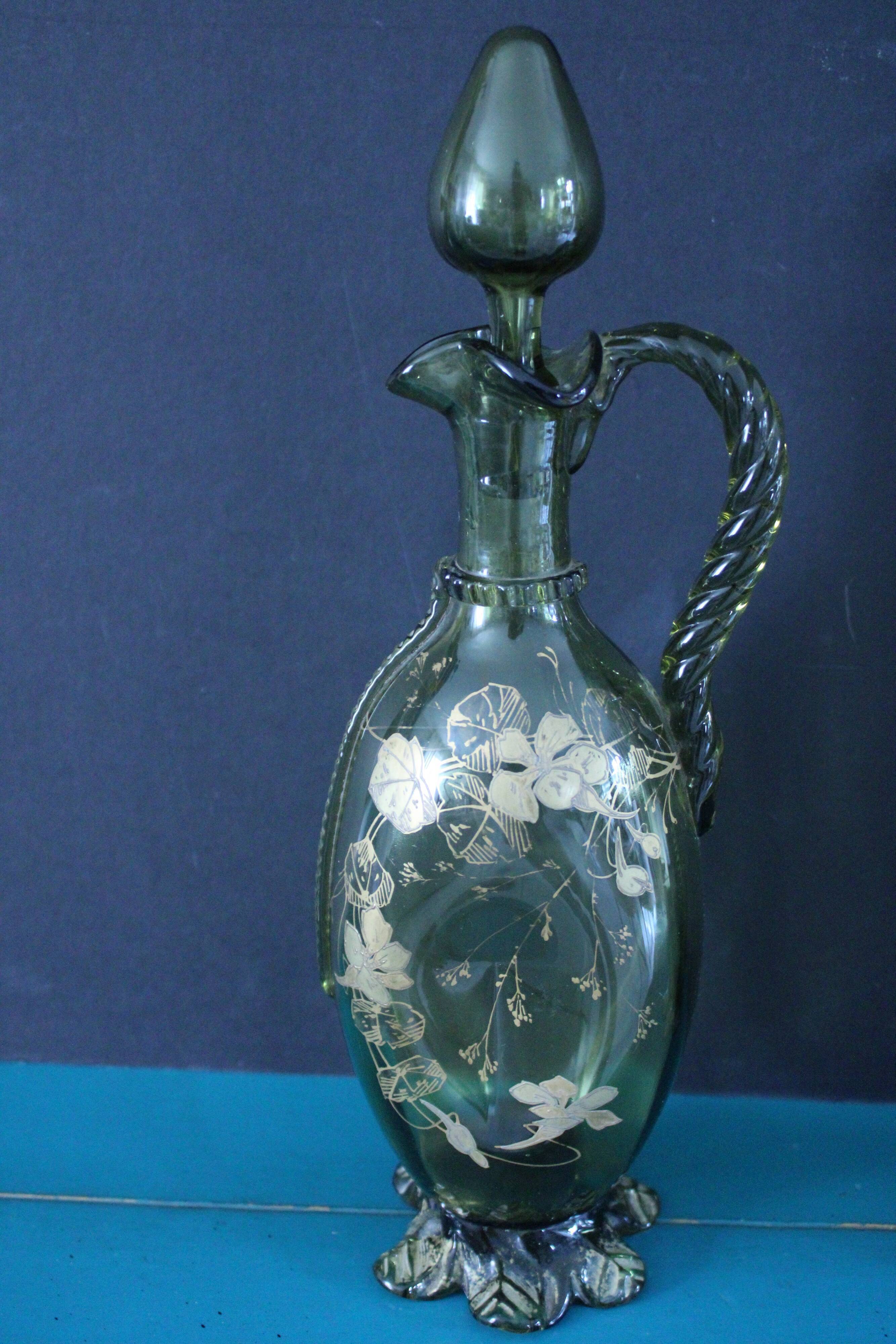 2 eaves in enamelled glass - art nouveau style - XXth century