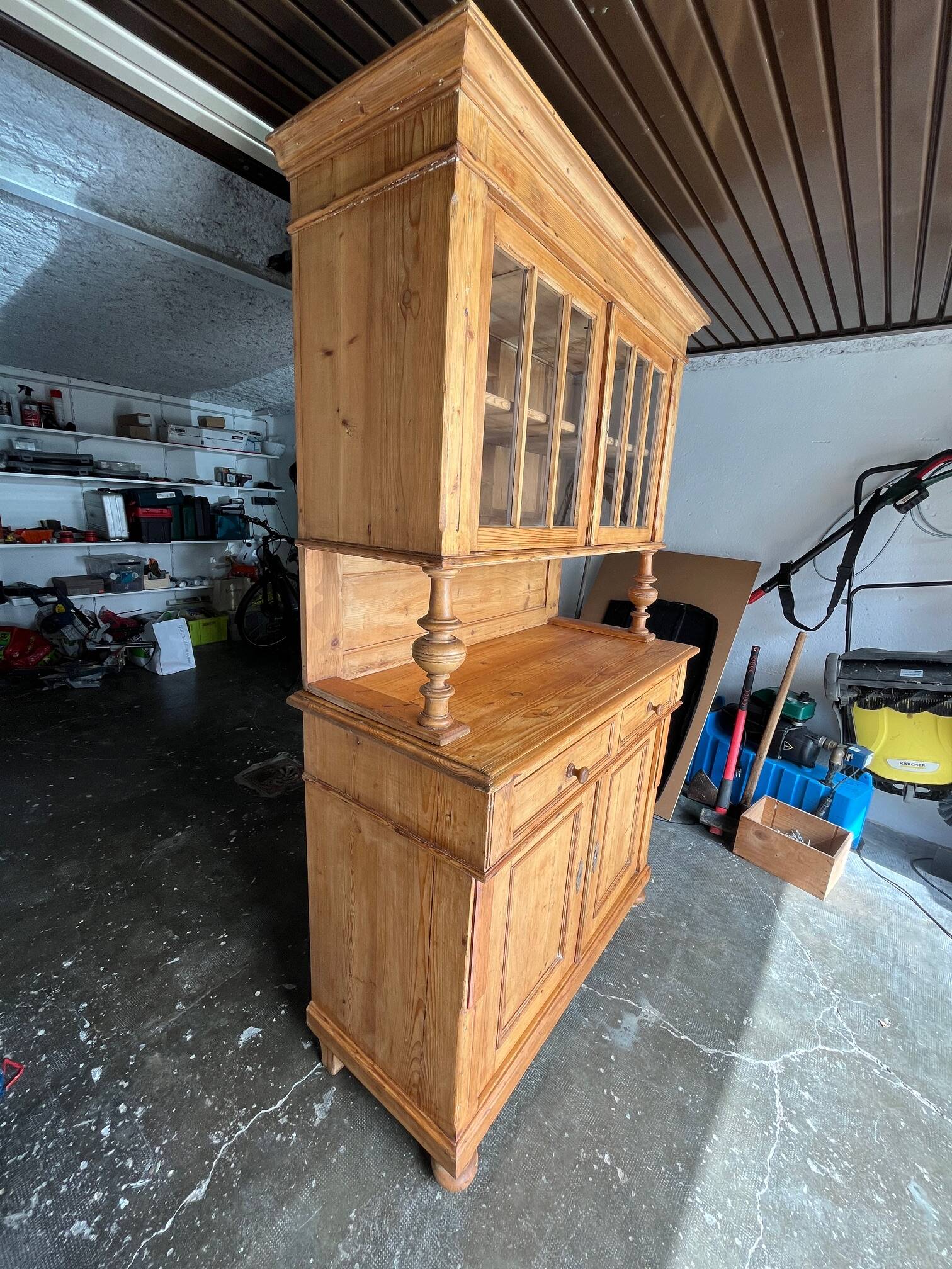 Antique 2-part pine sideboard