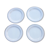 Ensemble 4 assiettes plates blanche et bleu