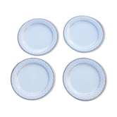 Ensemble 4 assiettes plates blanche et bleu