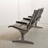 Charles Eames Black Leather 3-Seat Tandem Sling Airport Bench Herman Miller