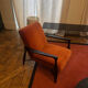 Floating armchair in fox velvet Red Edition