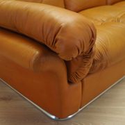 Orange leather sofa, Space Age design, 1960s, production: Italy