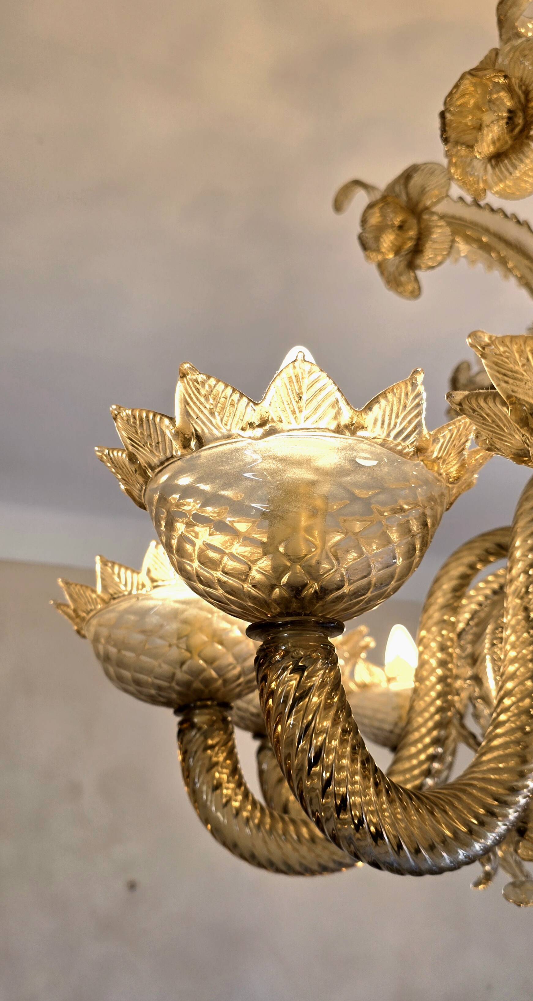 Large Murano glass chandelier – 12 lights – early 20th century