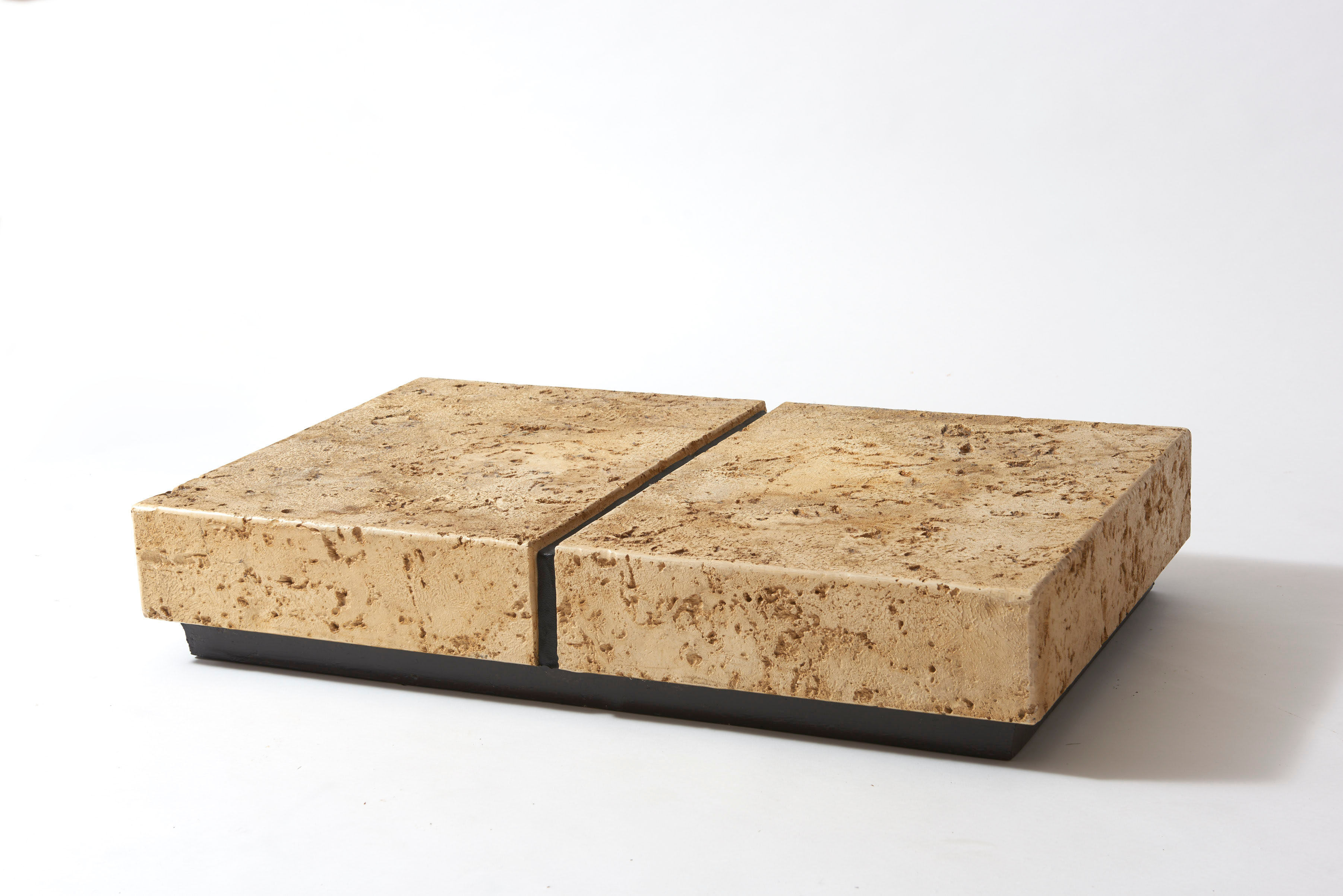 Panther coffee table on stone base and glass tablet