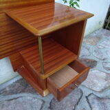 Double teak headof with bedside