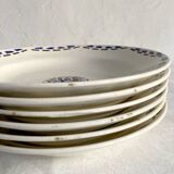 6 soup plates, ironstone from Longchamp, Arlette pattern, 1950s