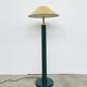 Lacquered metal floor lamp in green with a golden shade — Coolie shape — 1970s-1980s