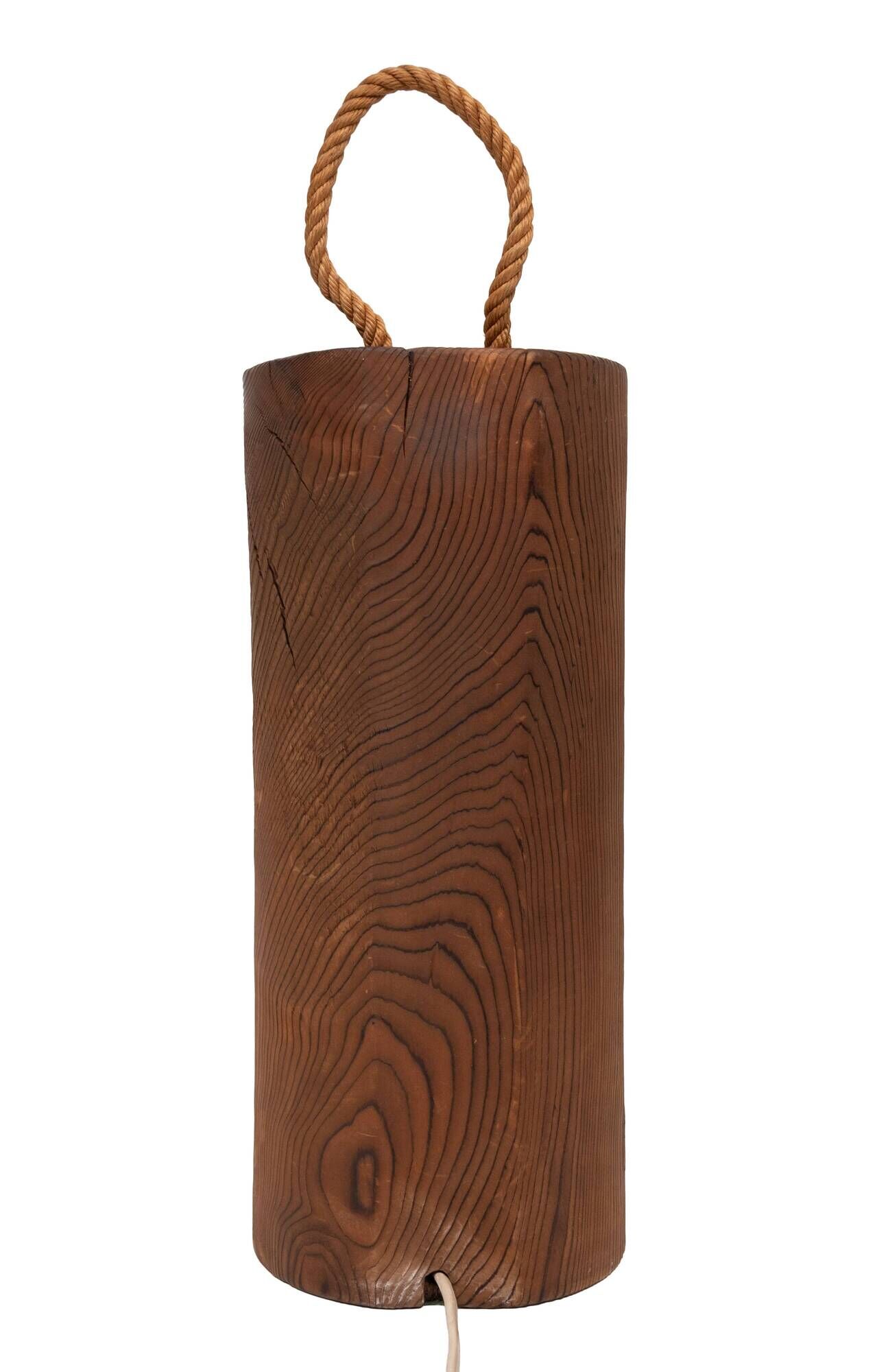 Temde Brutalist solid Pine Hang or Table lamp 1960s Swiss