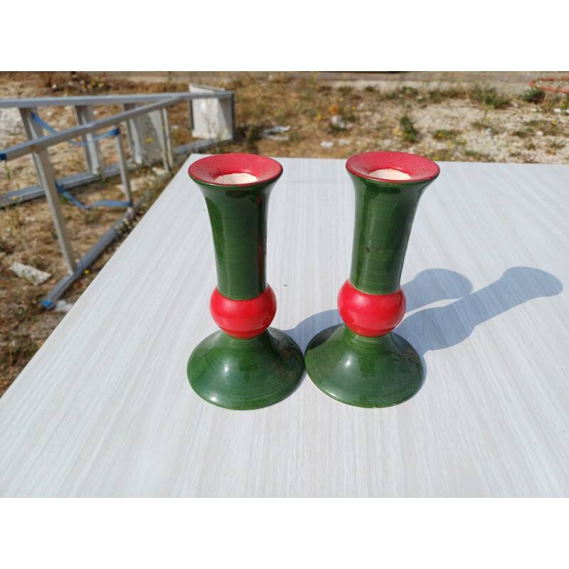 Pair of earthenware candlesticks from the brand: LR