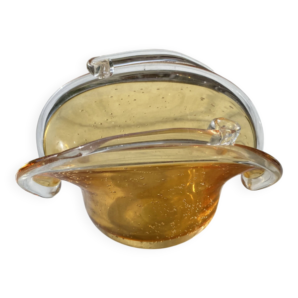 Vintage en Verre Bullé Ambré
