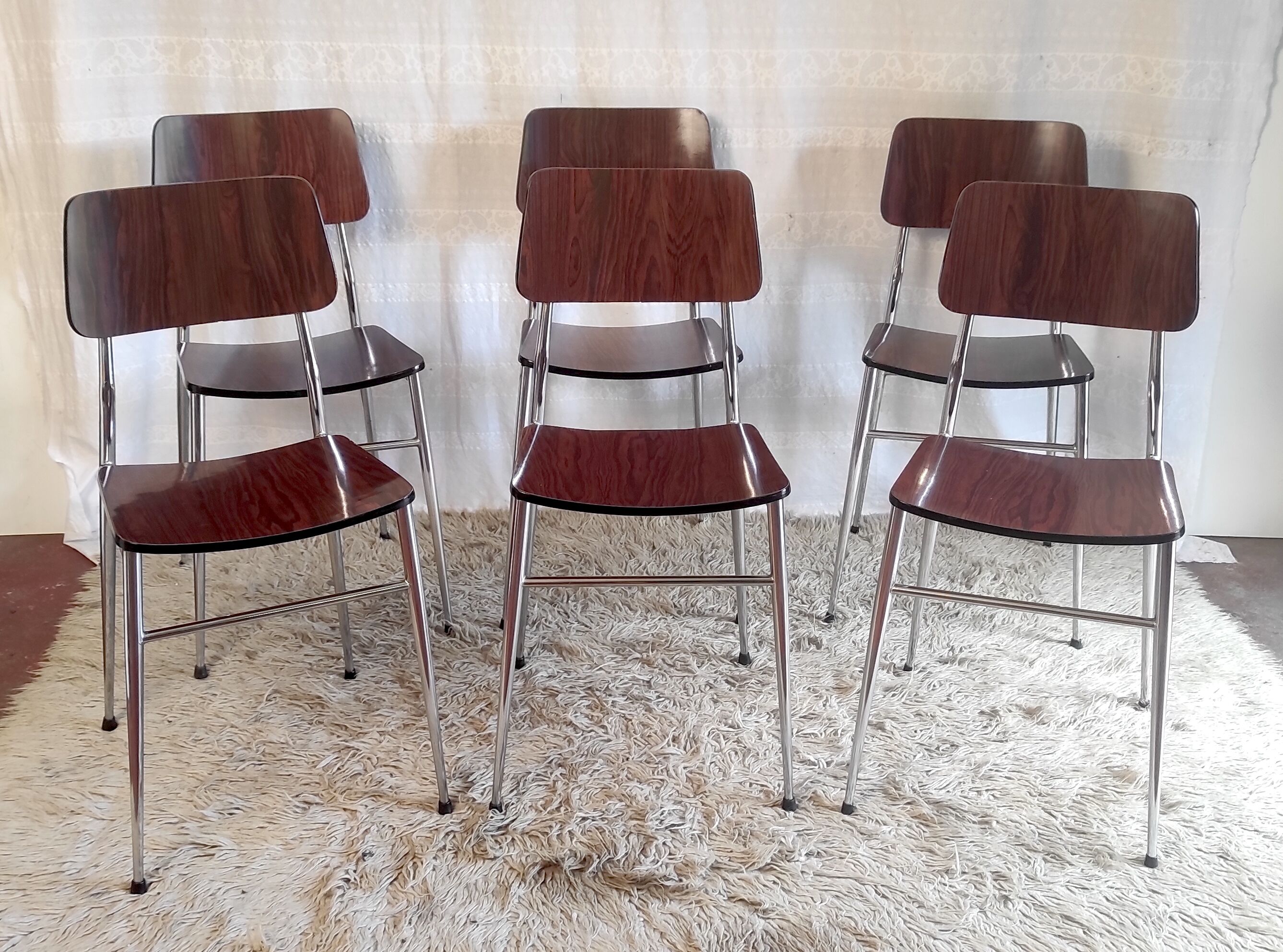 Duo de chaises formica imitation palissandre années 60