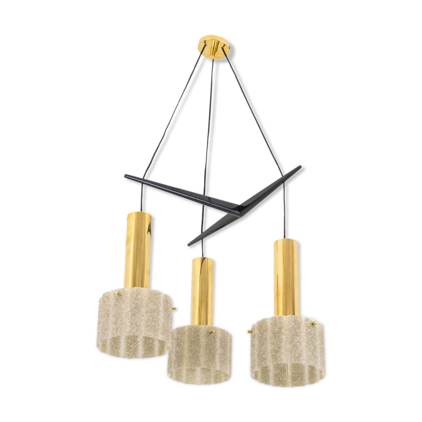 Hanging lamp in granite resin and gilded brass, 1950s