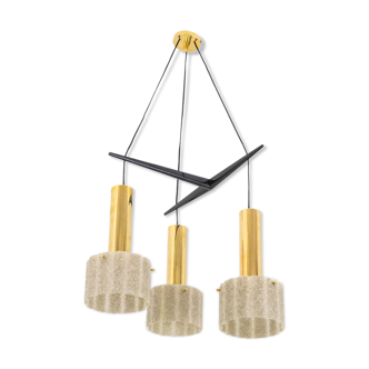 Hanging lamp in granite resin and gilded brass, 1950s