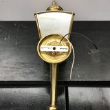 Gold metal lantern wall light with vintage beveled glass