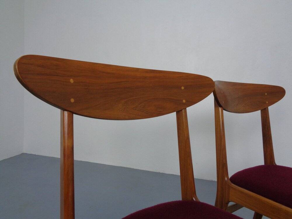 Mid-Century Walnut Dining Chairs, 1960s, Set of 4