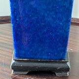 Blue ceramic lamp base by Paul Millet in Sèvres
