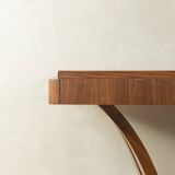 Elegant Art Deco dining table from the 1930s, walnut root veneer