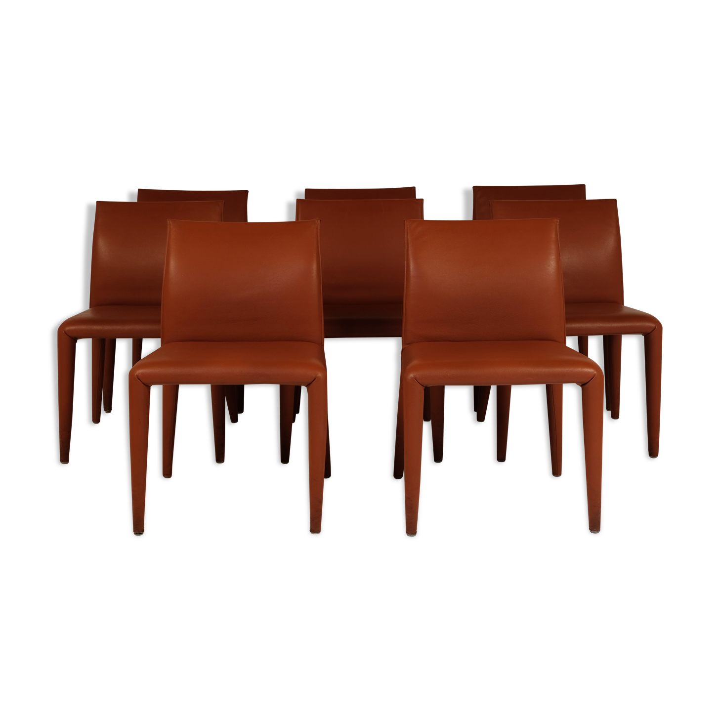Lot of 8 leather chairs by Mario Bellini for B&B Italia