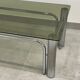 Table basse inox et verre fumé design 1970/80