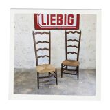 Pair of vintage 19th century Provencal nurse chairs in raw wood