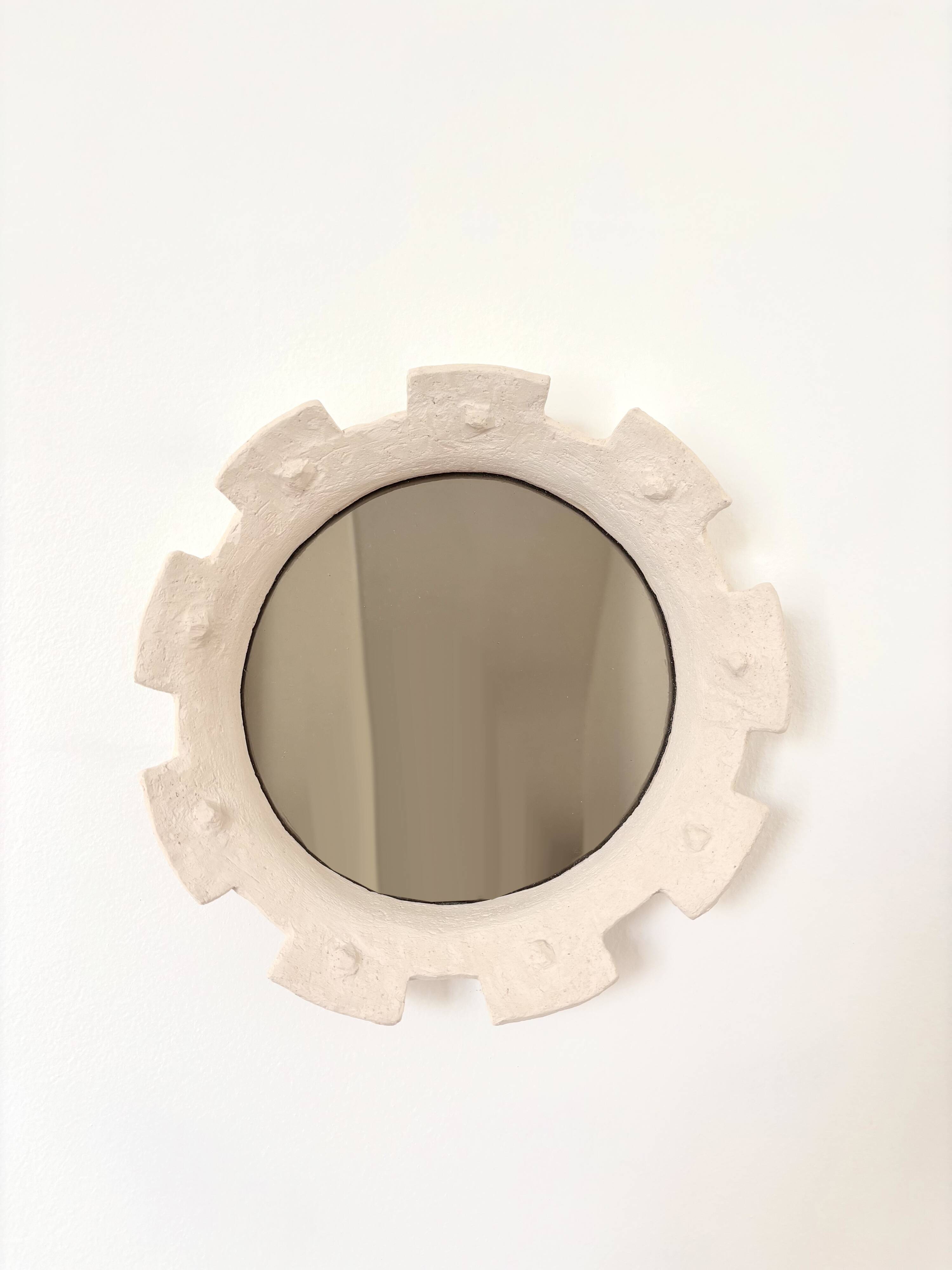 Contemporary French ceramic mirror, "Gioielli" by Renzo Maar.