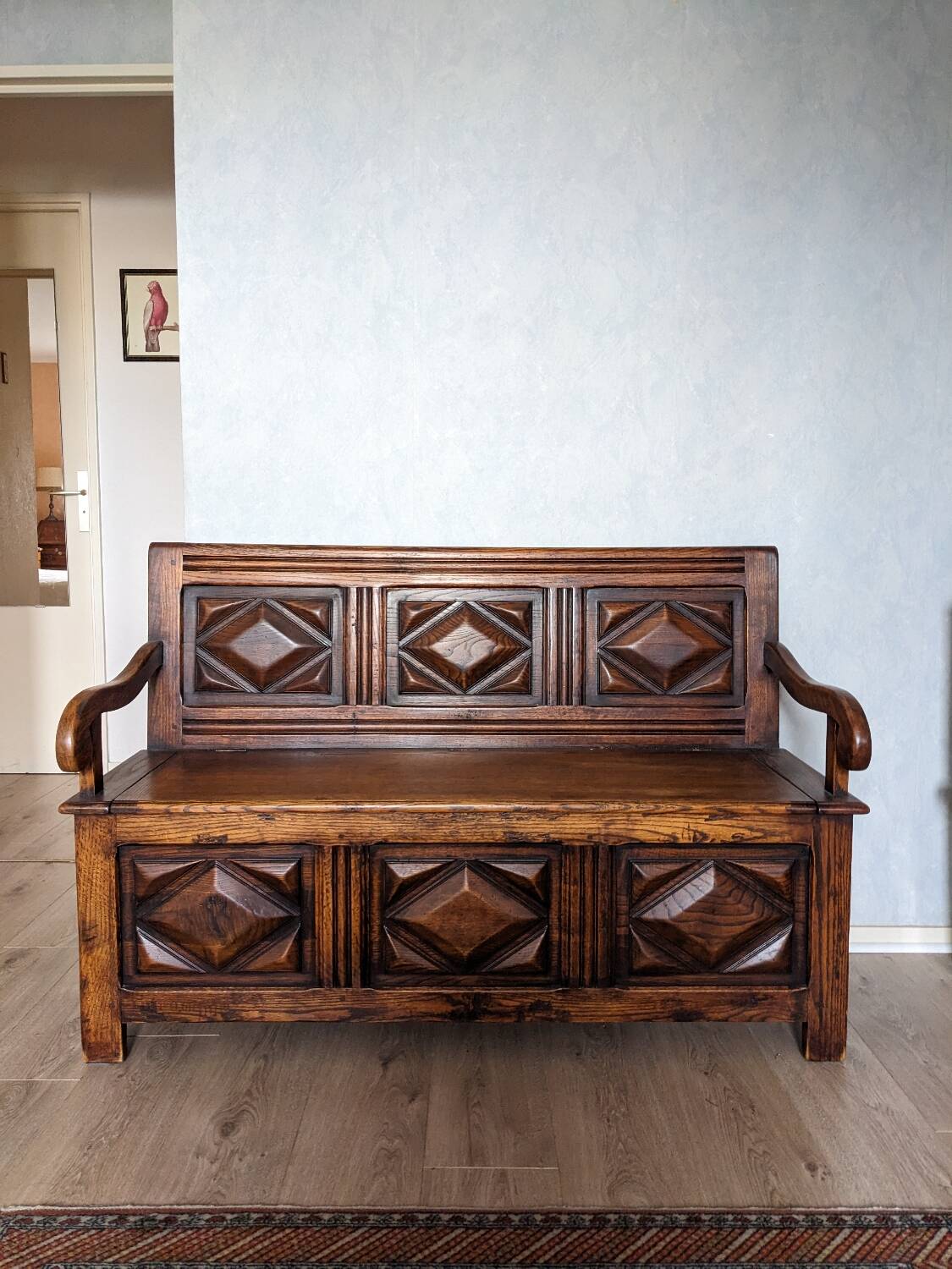 Wooden storage bench
