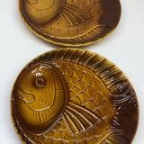 2 vintage fish dishes in slip from Sarreguemines