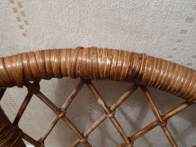 Vintage gold rattan armchair