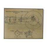 Original technical drawing of air compressor, 1925