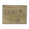 Original technical drawing of air compressor, 1925