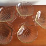 Set of 5 scallops Thick greenish glass PYREX - Vintage