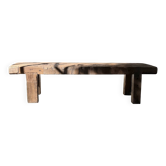 Banc Établi Brutaliste en Chêne Massif – Pièce Unique, Art Populaire XXe
