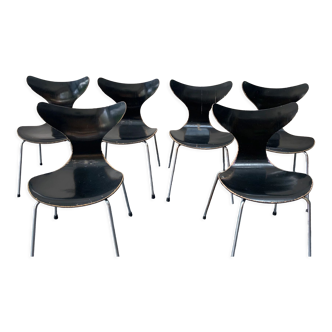 Suite of 6 chairs model gull by arne jacobsen for fritz hansen