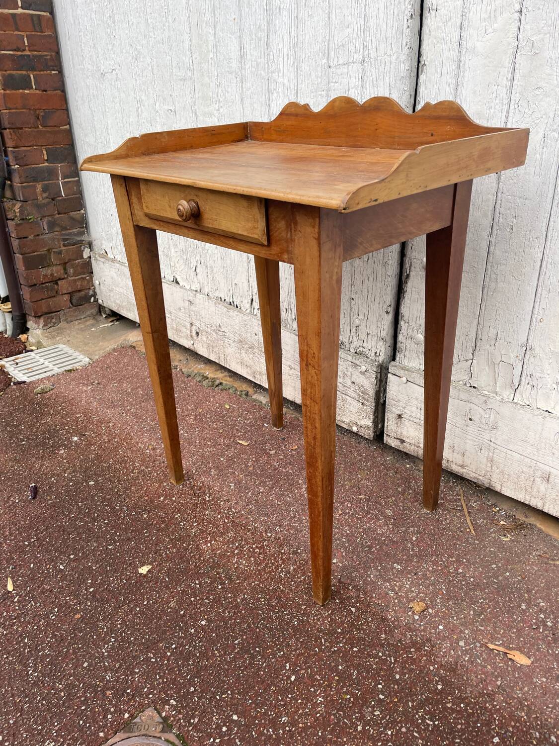 Vintage wooden desk table with one drawer