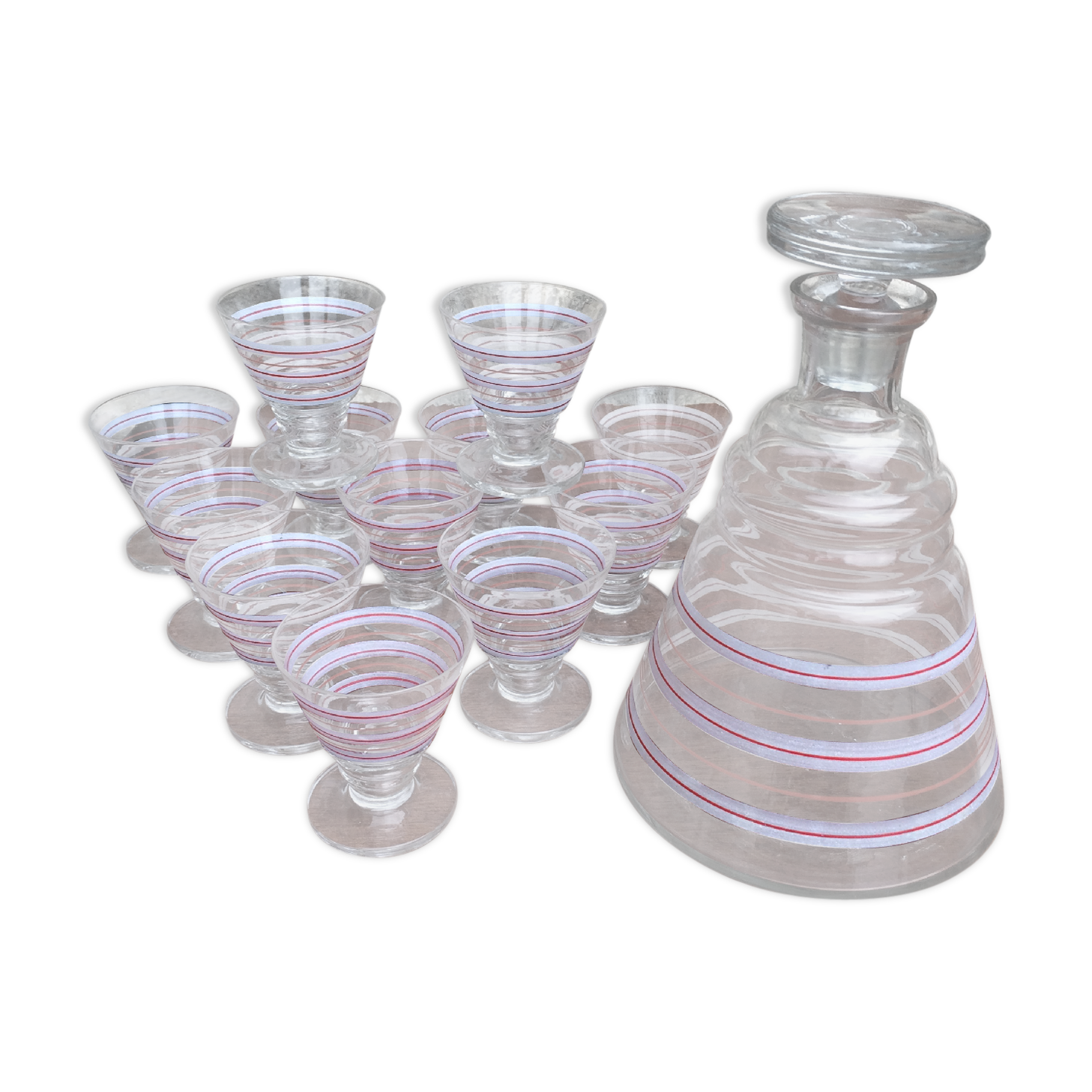 Carafe lot and liqueur glasses