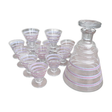 Lot carafe et verres à liqueur