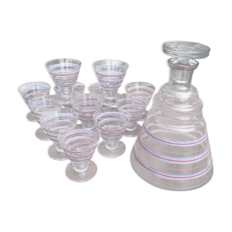 Carafe lot and liqueur glasses