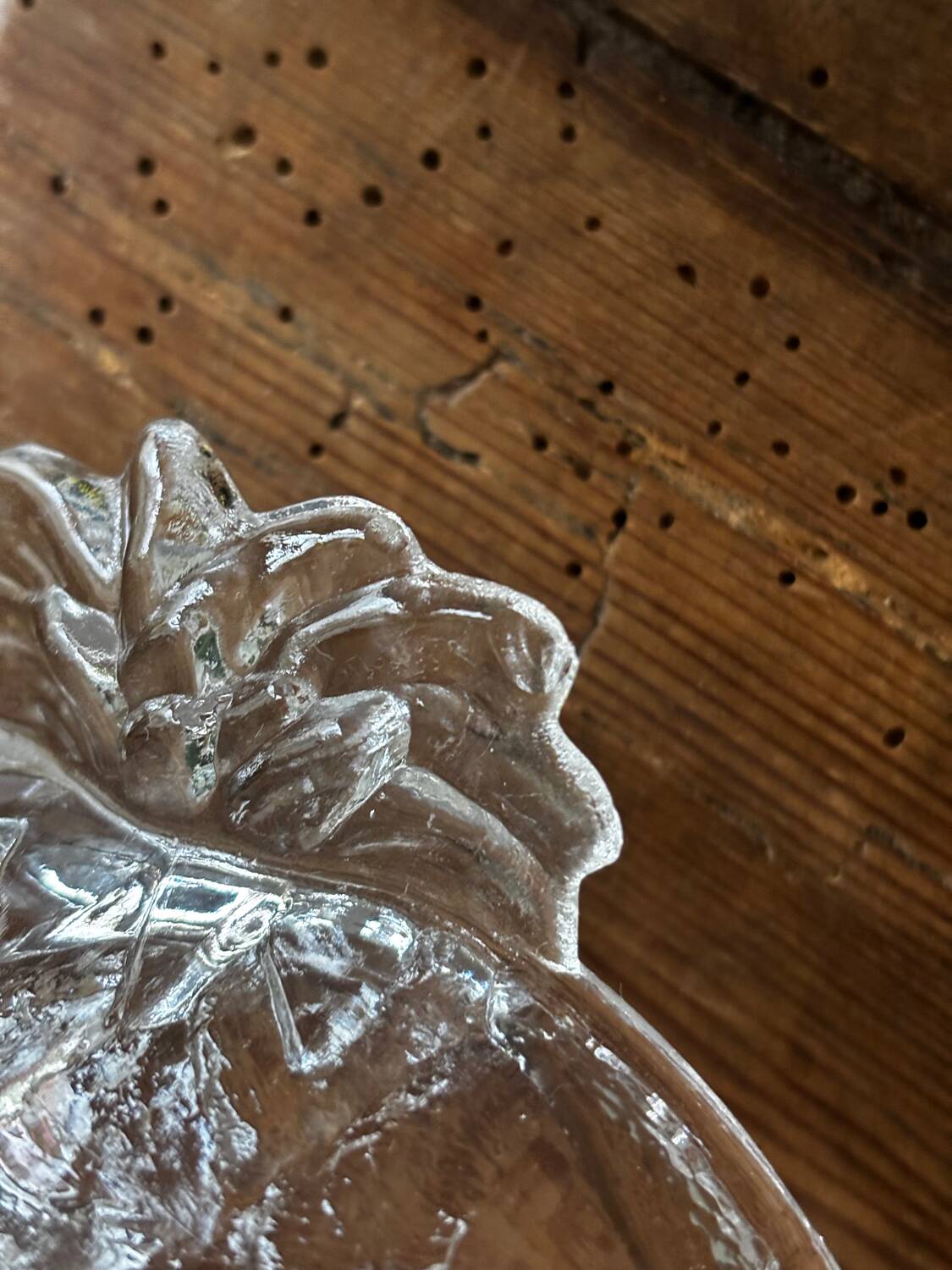 Vintage fruit service in moulded glass pineapple design.