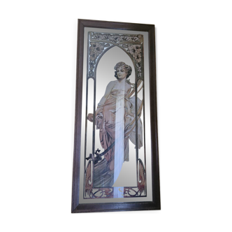 Art Deco mirror "Morning Awakening" by Mucha