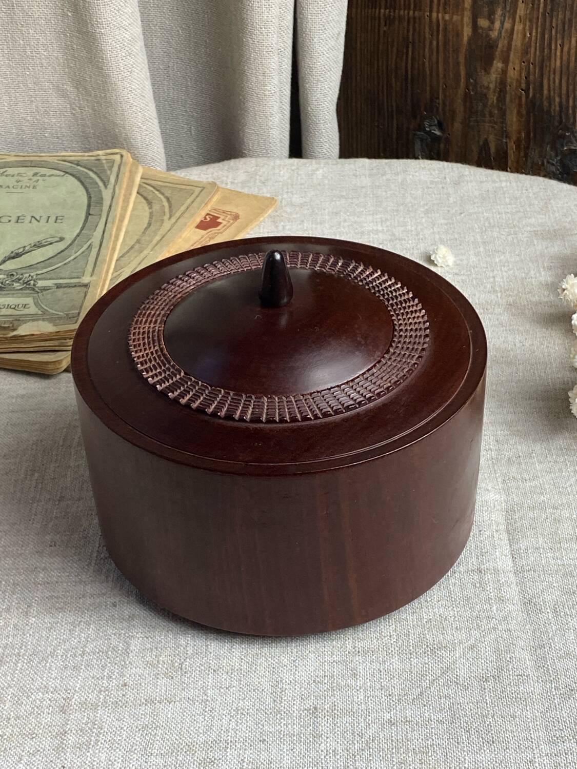 Carved wooden bonbonnière